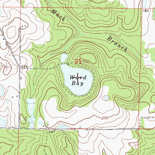Topographic Map of Ward Bay, FL