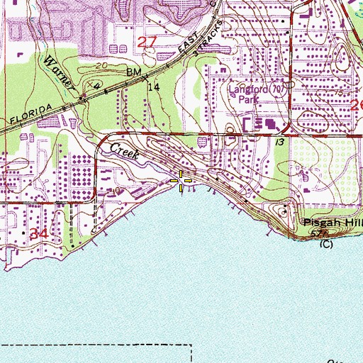 Topographic Map of Warner Creek, FL