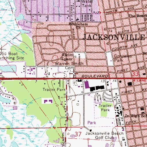 Topographic Map of Warren Smith Cemetery, FL