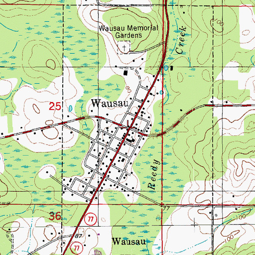 Topographic Map of Wausau, FL