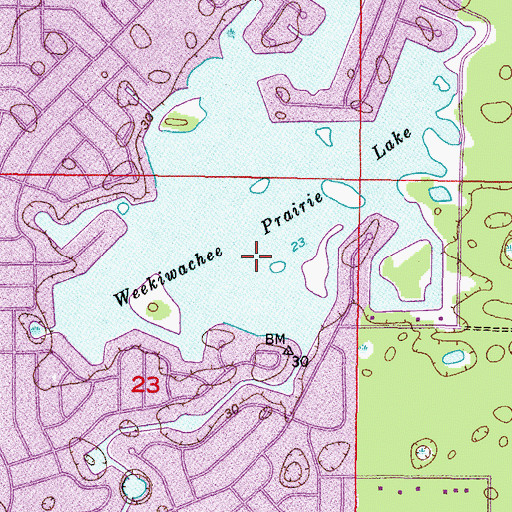 Topographic Map of Weekiwachee Prairie Lake, FL