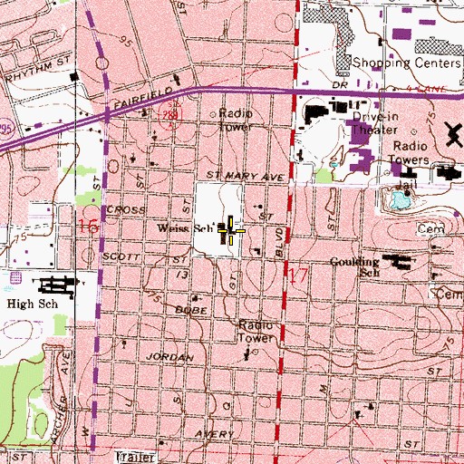 Topographic Map of Weiss School, FL