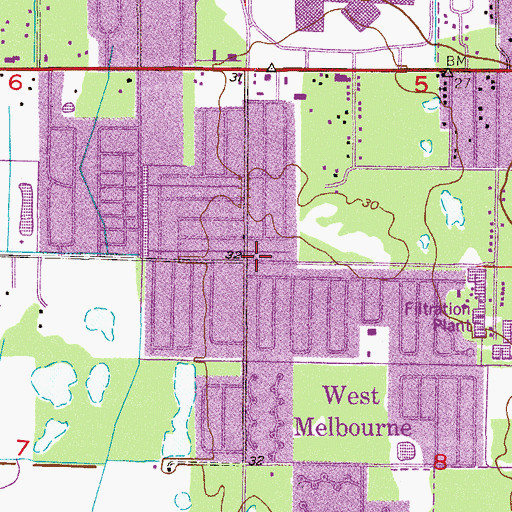 Topographic Map of West Melbourne, FL