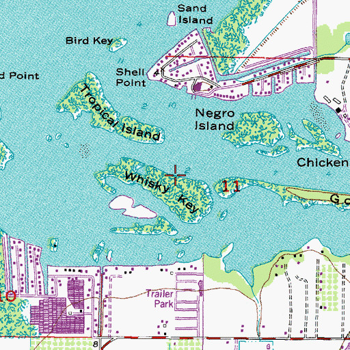 Topographic Map of Whiskey Key, FL