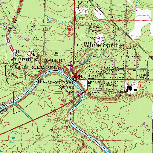 Topographic Map of White Sulphur Spring, FL