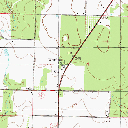 Topographic Map of Whitfield Church, FL