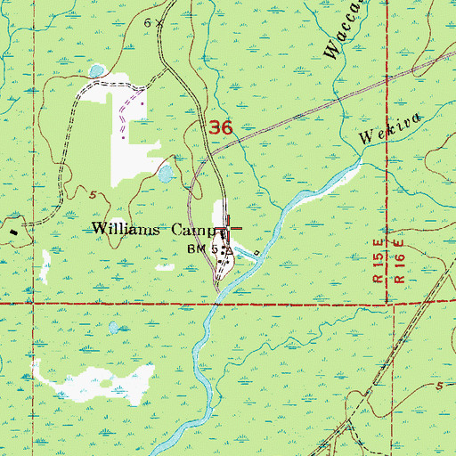 Topographic Map of Williams Camp, FL