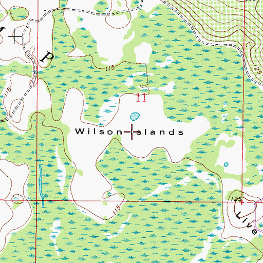 Topographic Map of Wilson Islands, FL