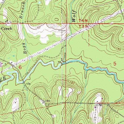 Topographic Map of Wolf Branch, FL