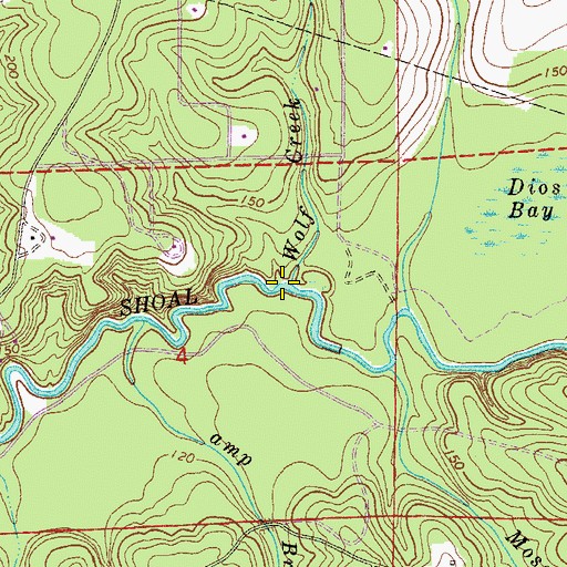 Topographic Map of Wolf Creek, FL