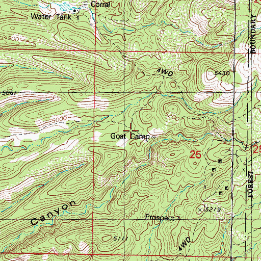 Topographic Map of Goat Camp, AZ