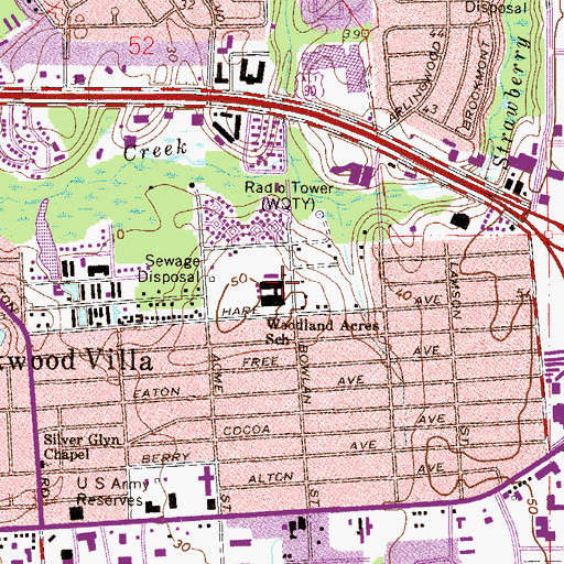 Topographic Map of Woodland Acres Elementary School, FL