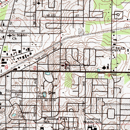 Topographic Map of Wyomina Park Baptist Church, FL