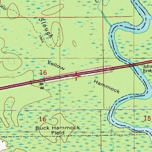 Topographic Map of Yellow Hammock, FL