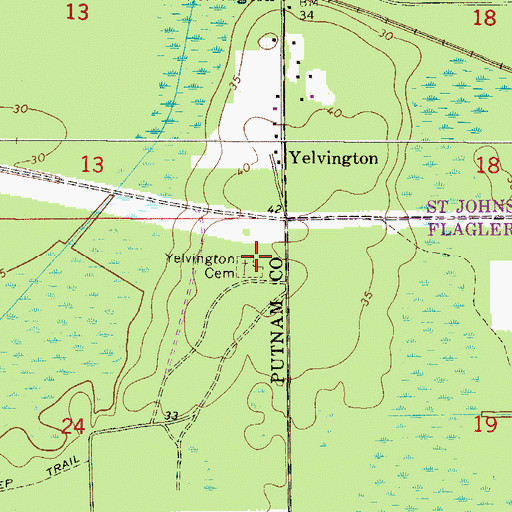 Topographic Map of Yelvington Cemetery, FL