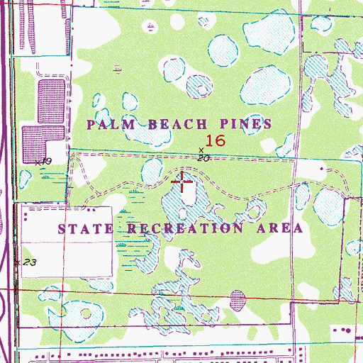 Topographic Map of Palm Beach Pines State Recreation Area, FL