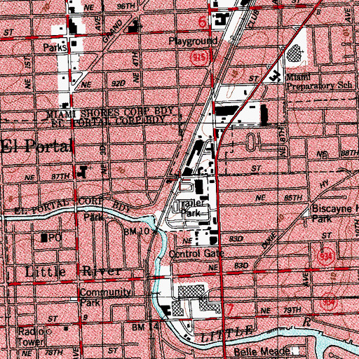 Topographic Map of El Portal Municipal Building, FL