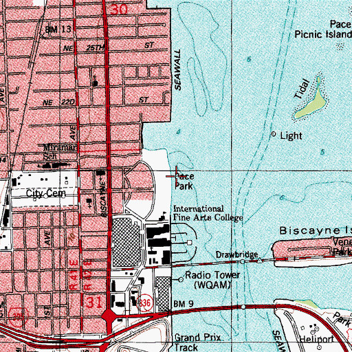 Topographic Map of Pace Park, FL