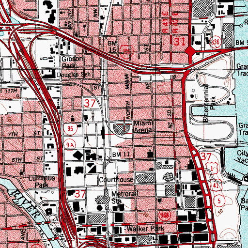Topographic Map of Miami Arena (historical), FL