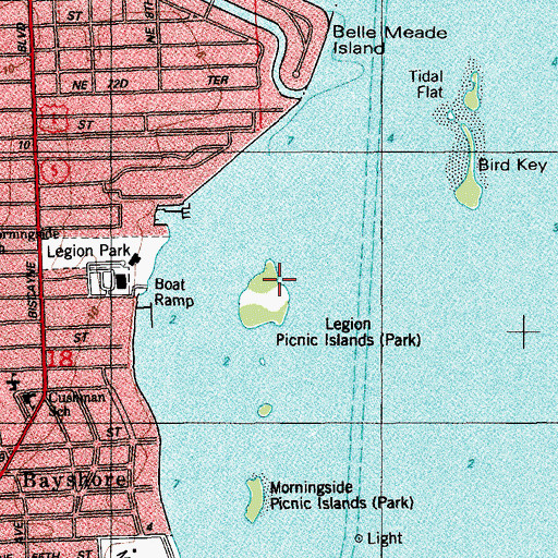 Topographic Map of Legion Picnic Islands, FL