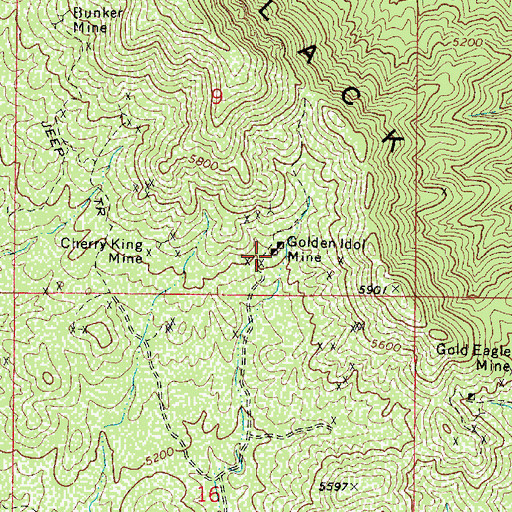 Topographic Map of Golden Idol Mine, AZ