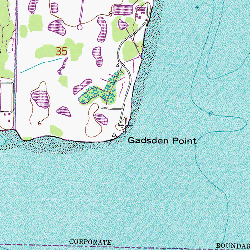 Topographic Map of Gadsden Point, FL