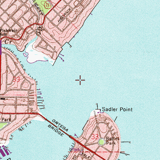 Topographic Map of Ortega River, FL