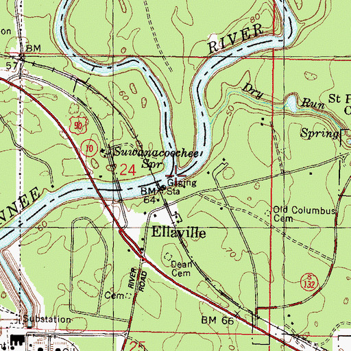 Topographic Map of Withlacoochee River, FL