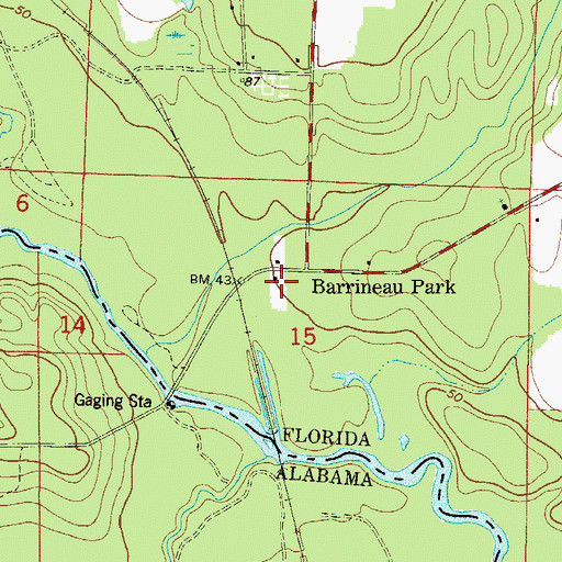 Topographic Map of Barrineau Park, FL