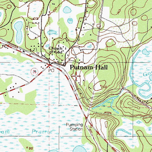 Topographic Map of Putnam Hall, FL