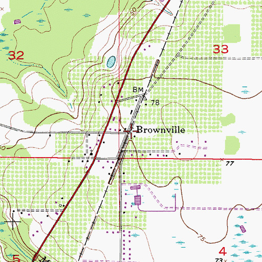 Topographic Map of Brownville, FL
