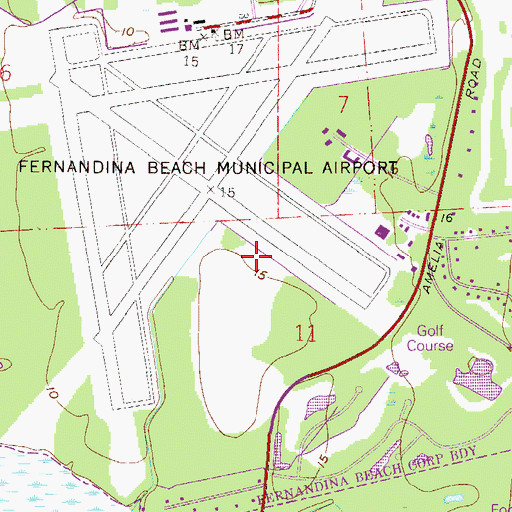 Topographic Map of Amelia Island, FL