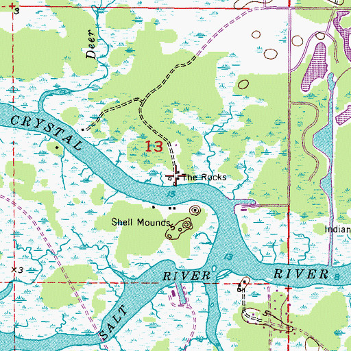 Topographic Map of The Rocks, FL