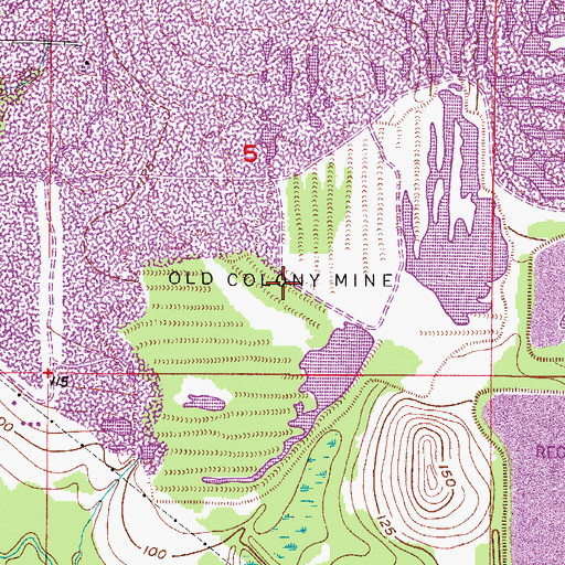 Topographic Map of Old Colony Mine, FL