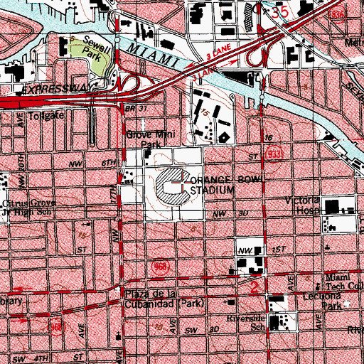 Topographic Map of Orange Bowl (historical), FL