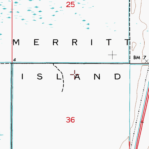 Topographic Map of Merritt Island, FL