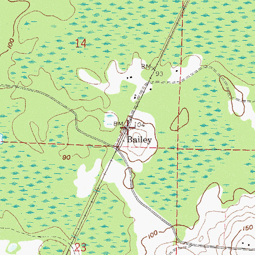 Topographic Map of Bailey, FL