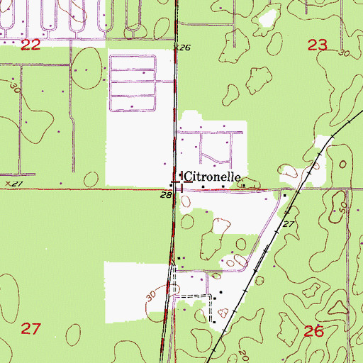 Topographic Map of Citronelle, FL