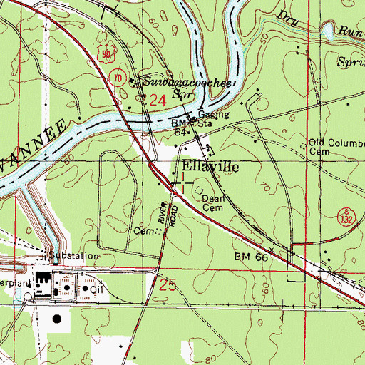 Topographic Map of Ellaville, FL