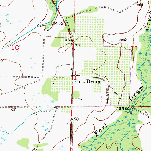 Topographic Map of Fort Drum, FL