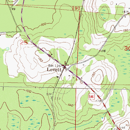 Topographic Map of Lovett, FL