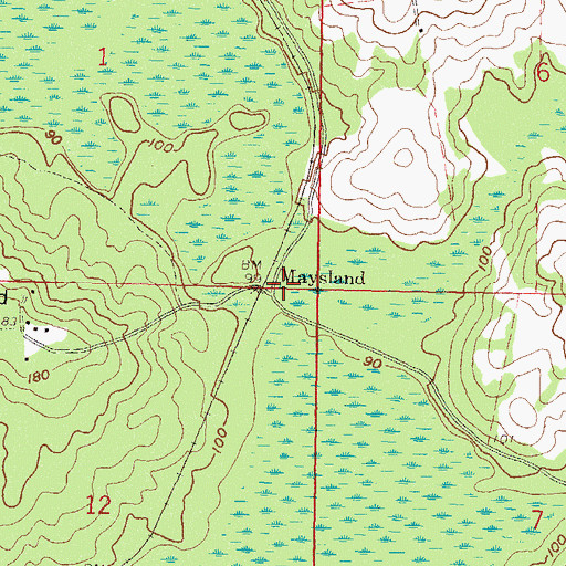 Topographic Map of Maysland, FL