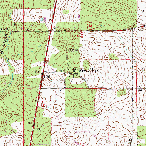 Topographic Map of Mikesville, FL