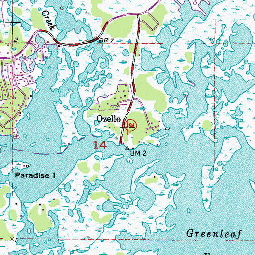 Topographic Map of Ozello, FL