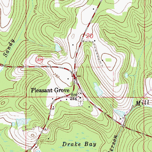 Topographic Map of Pleasant Grove, FL
