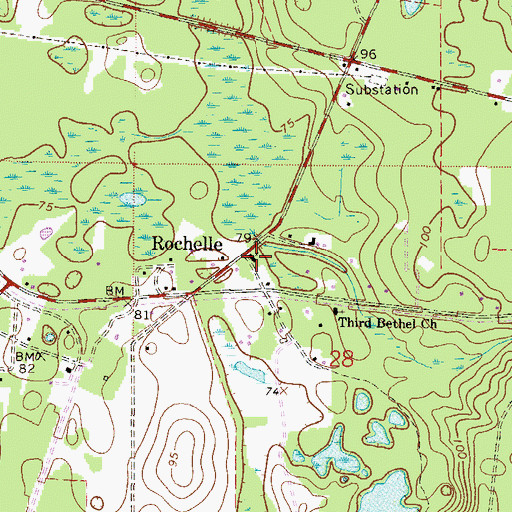 Topographic Map of Rochelle, FL