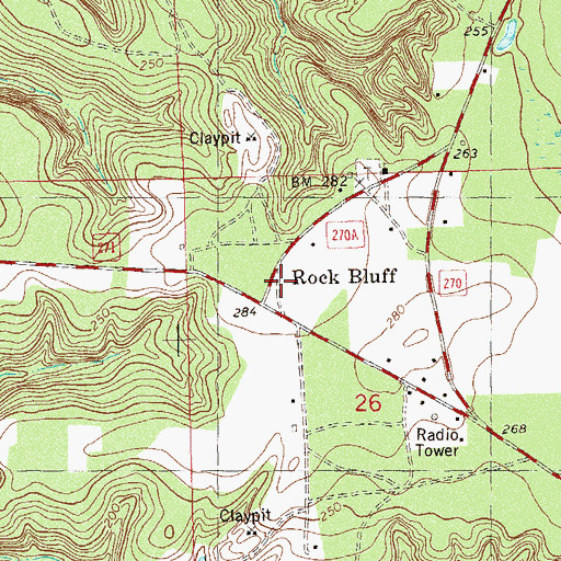 Topographic Map of Rock Bluff, FL