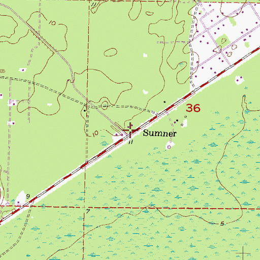 Topographic Map of Sumner, FL