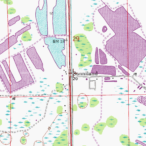 Topographic Map of Sunniland, FL