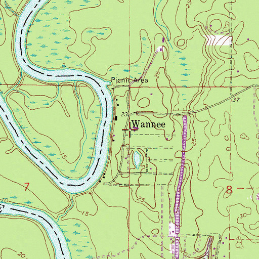 Topographic Map of Wannee, FL